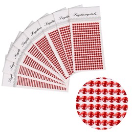 Uxney 8 Sheets Rhinestone Stickers，3584 Pcs Gem Stickers for DIY Face Eyes Makeup Hair（Red-3/4/5/6mm）