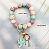 Phamines Silicone Beaded Wristlet Bracelet Keychain, Cute Cactus Beaded Bangle