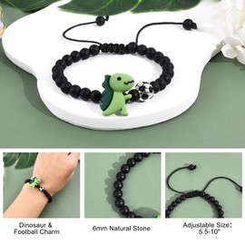 BOCHOI Christmas Gifts to My Son Bracelet from Mom Dad, Dinosaur Soccer Bracelets for Teens Boys Soccer Sports Fans Players, Gifts for Son 4 5 6 7 8 9 10 11 12 Year Old Birthday Christmas Decorations