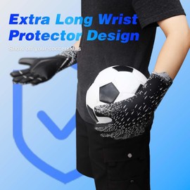 QUICARD Soccer Goalkeeper Gloves, Ultimate Grip Football Goalie Gloves with Size 6/7/8/9/10, Strong Receiver, American Football for Men, Boys, Youth, Adult, Kids and Small Hands (Black, 7)