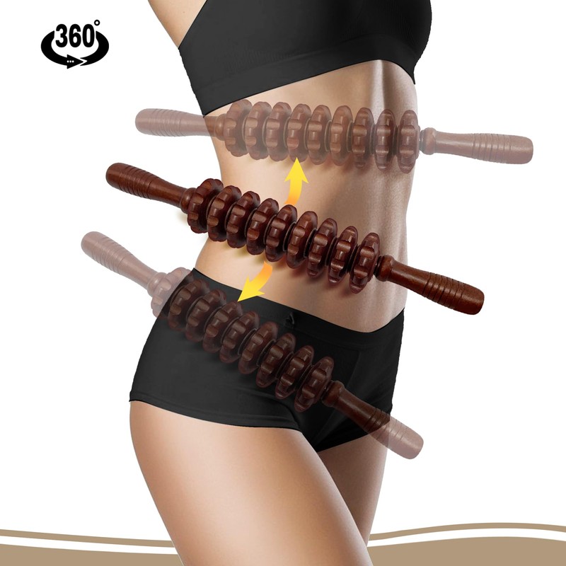 MIOKAN Wood Therapy Massage Roller Stick with Release Myofascial Trigger