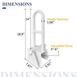 Bathtub Safety Rail Adjustable Shower Grab Bar - White Medical Bathtub Handle Grab Bars for Bathroom, Safety Handle Rail Heavy Duty for Seniors and Elderly