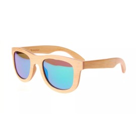 VE GREEN New Premium Wooden Polarized Birch Fir Sunglasses 53mm with Green Mirror Lenses
