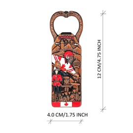 Canada Souvenir Bottle Opener, Heavy-Duty Metal Barware with 3D Icons - Featuring Hockey Player, RCMP Mountie, Totem Pole & CN Tower - Perfect Canadian-Themed Gift (Bronze)