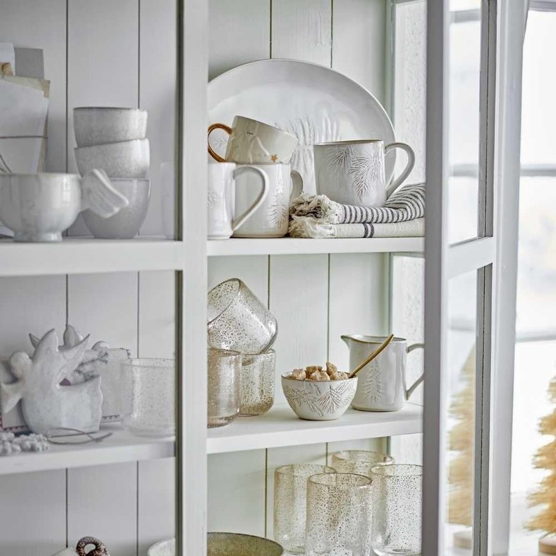 Bloomingville Bowl Winter White Natural Fir Branches Snack Bowl Ceramic