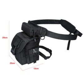 ANTARCTICA Waterproof Military Tactical Drop Leg Pouch Bag Type B Cross Over Leg Rig Outdoor Bike Cycling Hiking Thigh Bag (Black)