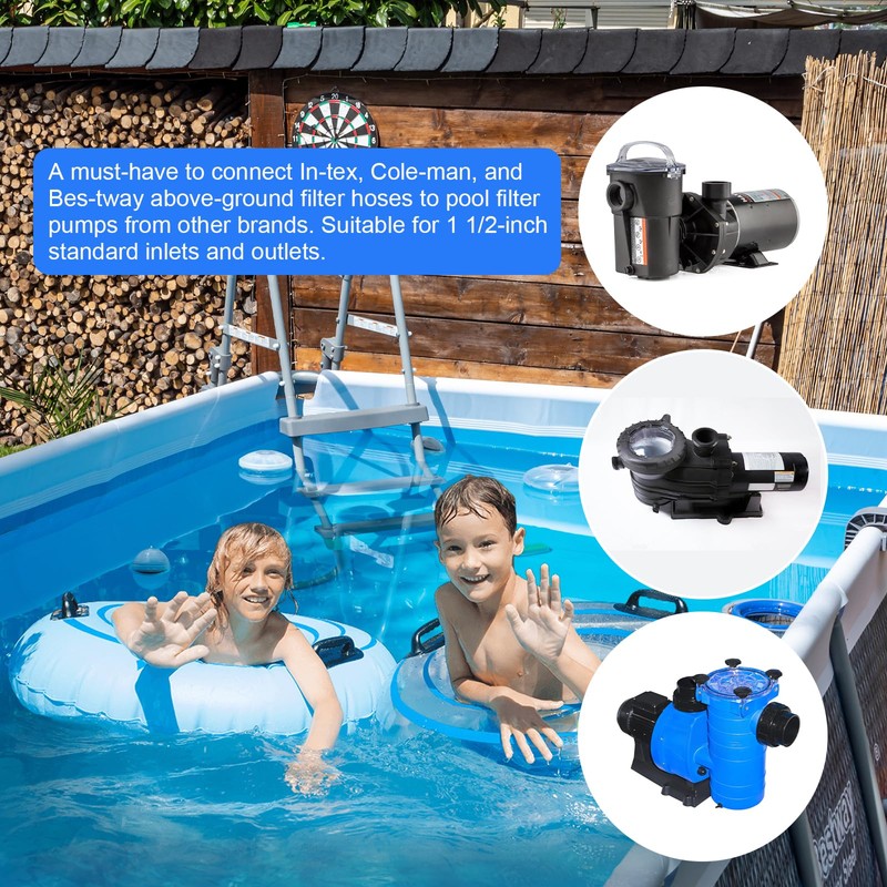 4Pack 4560 Pool Hose Conversion Adapters Kit, 40mm to 1