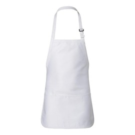 Q-Tees Full-Length Apron with Pouch Pocket - Color: White