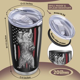 kouchu Dad Gifts Fathers Day Gift for Men Best Cool Step Dad Bonus Dad New Dad Godfather Christmas Birthday Gifts from Daughter Son Children Wife Dad Bear Tumbler Cup