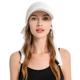 ZLYC Chemo Headwear for Women Brim Visor Head Scarf Pre Tied Headwraps Lightweight Skull Cap (Solid White)