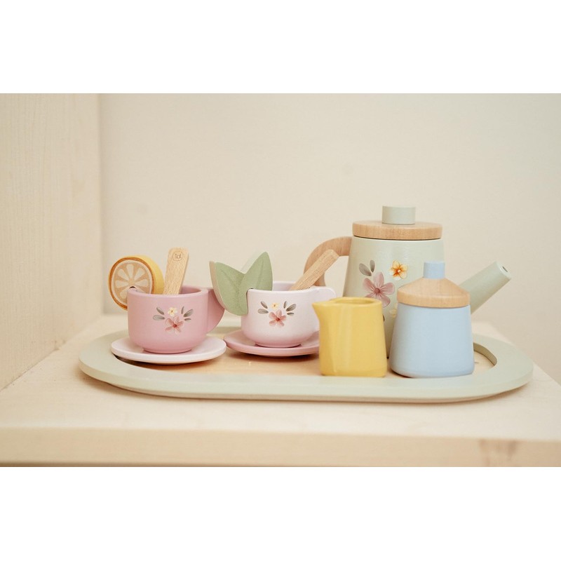 Little Dutch Wooden Tea Set for Children 12 Pieces Mint