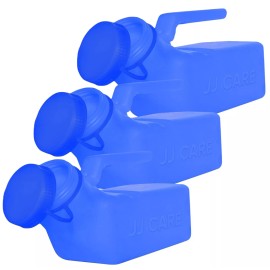 JJ CARE Screw Cap 1000ml Urinal Bottles - Blue, Set of 3