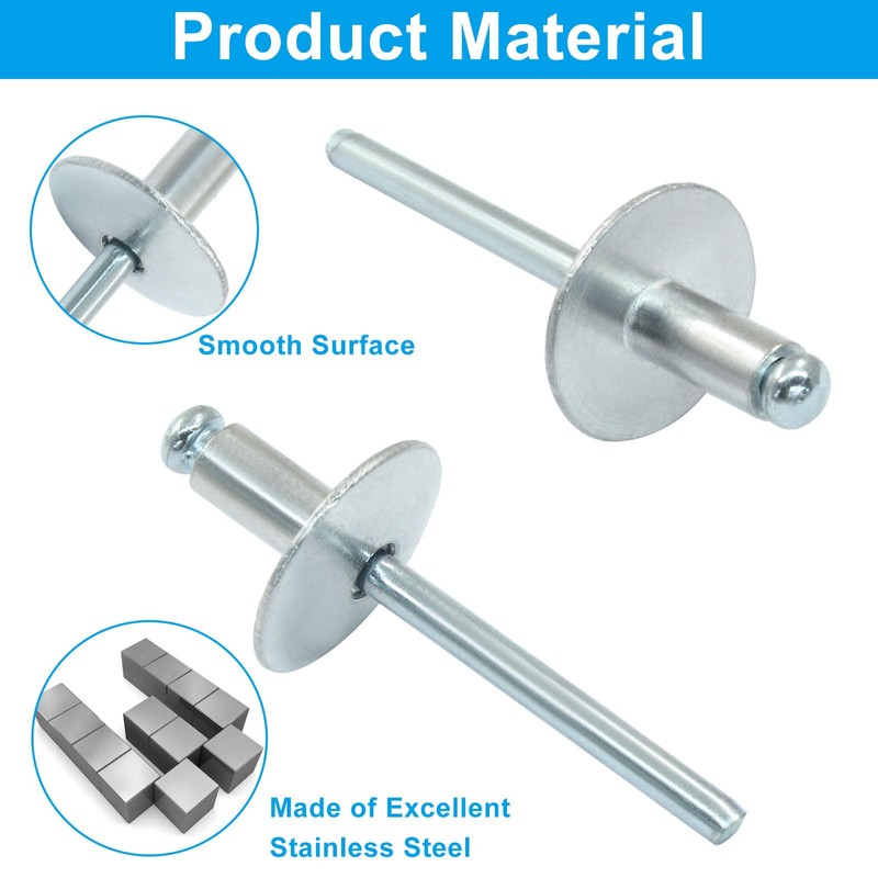 Marvexi 100 Pcs Aluminum Blind Rivet 3/16" x 3/8" Large