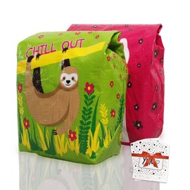 Farest 16oz Reusable Lunch Bag,Insulated Lunch Box for Women&Men,Paper Bag Large Sandwich Tote for Office Work Picnic Travel Snacks,Green+Pink