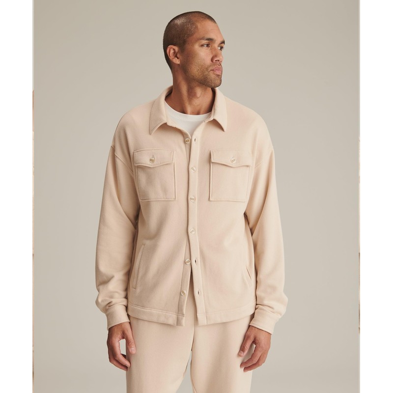 NAADAM Unisex Unisex Terry Shirt Jacket, Ecru,Large