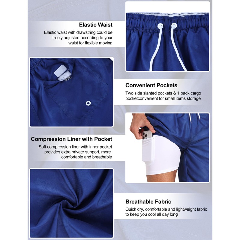 Nonwe Men's Swim Trunks Quick Dry Classic Solid Bathing Suit