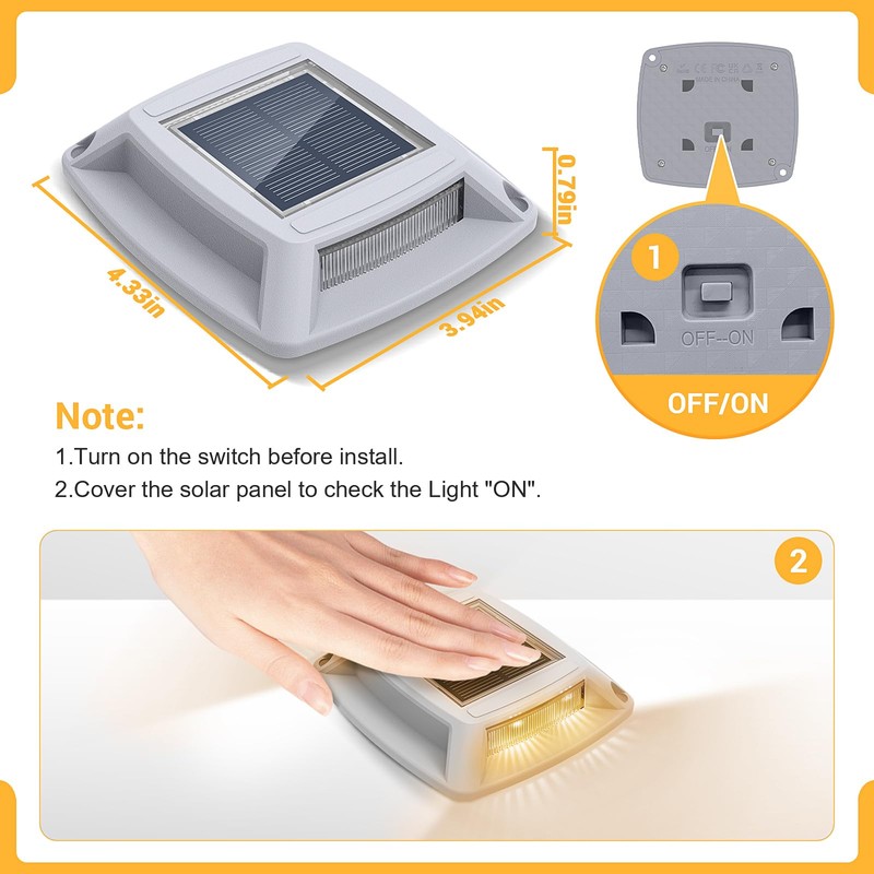 Etetale Solar Driveway Lights 6 Pack, Solar Powered IP68 Waterproof