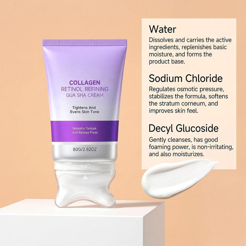 Crema facial reafirmante con Gua Sha, colágeno y retinol –