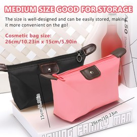 WALWAL Waterproof Makeup Bag for Travel & Daily Use, Foldable Dumpling Shaped Zipper Cosmetic Organizer for Women(Pink)
