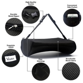 Valuetom Prämie Gedächtnis Schaum Lendenkissen 3D Mesh Lendenwirbelsäule Stützkissen, Rückenstütze für Auto, Büro und Zuhause (Schwarz)