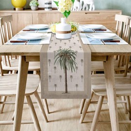 Gsypo Tropical Table Runners 90 Inches Long Palm Tree Summer Table Runner for Family Dinner/Wedding/Outdoor Indoor Party, Cotton-Polyester Blend Dresser Scarf Table Decorations