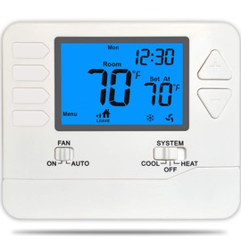 Thermostat 1 Heat / 1 Cool, Suuwer 5-1-1 Day Programmable Thermostats for Home, Large Digits Thermostats