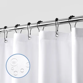 downluxe Waterproof Fabric Shower Curtain Liner - Soft Cloth Shower Liner with 3 Magnets, Shower Curtains for Bathroom, Machine Washable & Hotel Quality, 72" W x 66" L, White