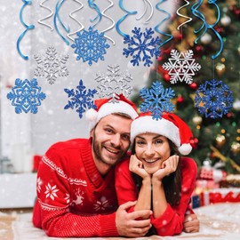 30Pcs Christmas Snowflakes Theme Hanging Swirl Decoration Sea Theme Ceiling Whirl Hanging Party Supply for Boy Birthday Party Decorations, Baby Shower Party Hanging Decor