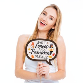 Big Dot of Happiness Funny Fall Gnomes - Autumn Harvest Party Photo Booth Props Kit - 10 Piece