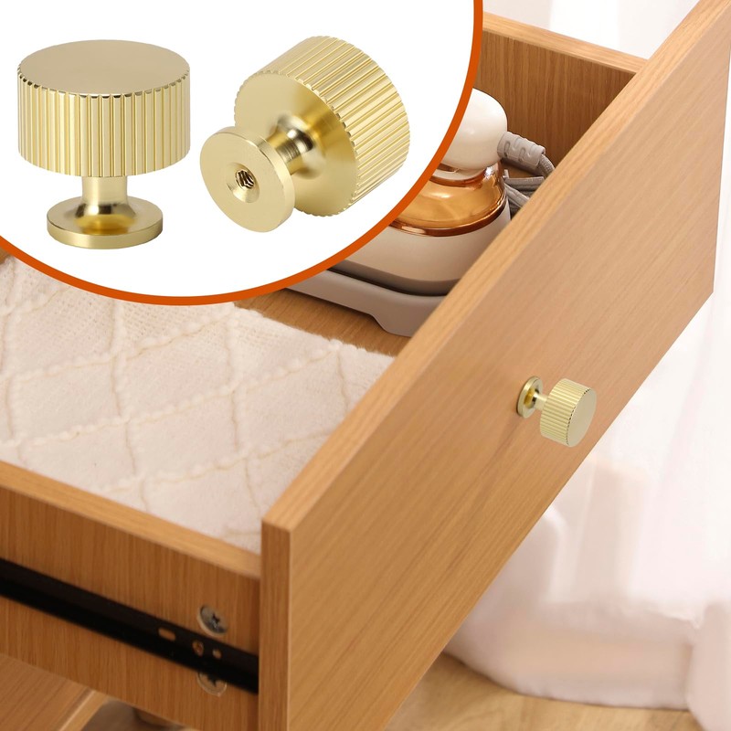 Palmcee 10 Pieces Door Knobs, Gold Round Drawer Knobs with