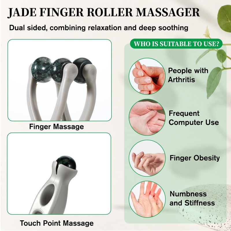 2-in-1 Jade Finger Massager Roller, Fatigue Pain Relief Tool