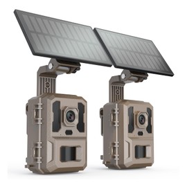 Misstech 4K UHD Solar Trail Camera for Game & Wildlife Monitoring - 0.1s Motion Trigger to Capture Fast Animals, 64MP/4K Clear Night Vision, Map Pin, App Control, IP66 Waterproof, 32GB SD Card, 2-Pack