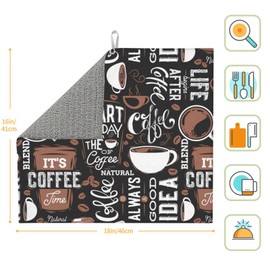 Dark Brown Dish Drying Mat Coffee Cup Pad For Kitchen Mats Coffee Pot Maker Mat For Countertops 16 X 18 Inch