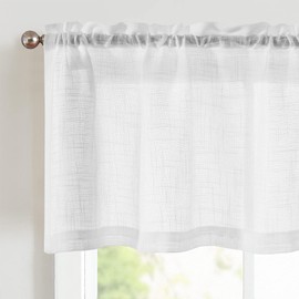 GVPOELR Net Curtains, Set of 2 Net Curtains, Semi-Transparent Bistro Curtains, 60 x 45 cm (W x H), Bistro Curtain, Short Curtain, Kitchen Curtain, for Bathroom, Small Window Decor, White