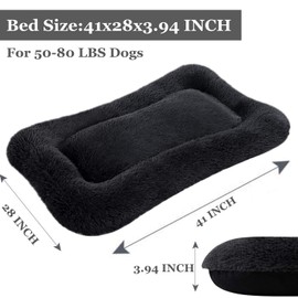 Coohom Deluxe Plush Dog Bed Pet Cushion Crate Mat,Fulffy Comfy Kennel Anti-Slip Washable Pad for Medium Large X-Large Dogs(X-Large, Black)