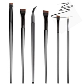 Ultra Fine Bent Eyeliner Brush, Angled Eyeliner Brush, Flat Eyebrow Brush, Pointed Round Eyeliner Brush, Slanted Eyebrow Brushes, Eyeshadow Brush Set,Makeup Brushes Set 6PCS