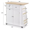 Costway Rolling Kitchen Island Utility Trolley w/Storage Cabinet & Spice
