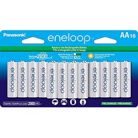 Newest Version Panasonic Eneloop 16 Pack AA NiMH Pre-Charged Rechargeable Batteries -FREE BATTERY HOLDER- Rechargeable 2100 Times