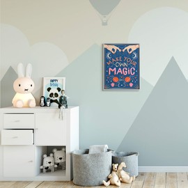 Stupell Industries Make Your Magic Phrase Fashion Hands and Constellations, Design by Hannah Heemsbergen Grey Framed Wall Art, 16 x 20, Blue