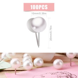 AIEX 100 Pieces Pearl Push Pins Plastic Round Head Thumb Tacks Map Push Pins for Map Bulletin Board Cork Board and Fabric Marking