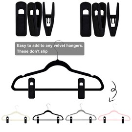 Baoswi 20 Pack Black Velvet Hangers Clips, Non-Slip Velvet Clips for Suit Velvet Hanger Pants Hangers Skirt Hanger, Strong Finger Perfect for Thin Velvet Hangers