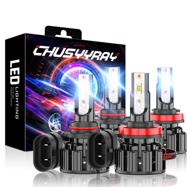 CHUSYYRAY 4x H11 9005 LED Headlight High Low Bulbs For