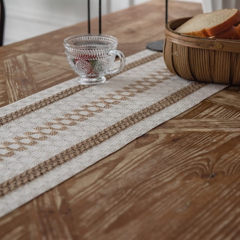 Table Runner, Boho Table Runner Cotton Linen Table Decorations, Farmhouse