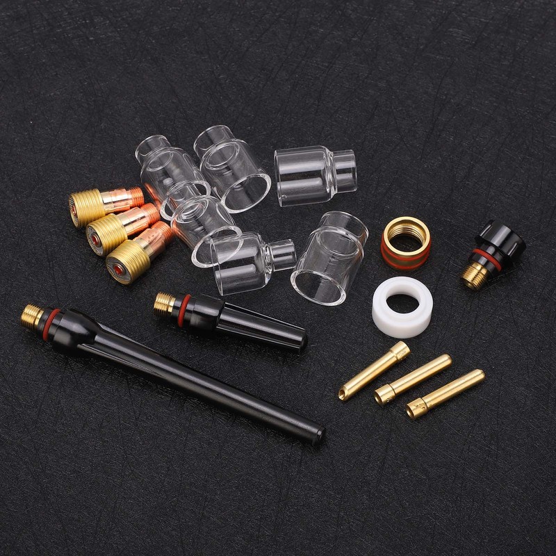 Welding Torch Kit Glass Nozzle Gun Tail Tungsten Clamp Silicone