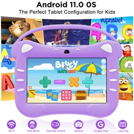 ascrecem Children's Tablet 7 Inch Androrid Tablet for Children with WiFi Child Lock Dual Camera Childproof Case 2GB RAM 32GB ROM 128GB Expandable Children's Tablet from 3 Years 12 Girls Boys (Purple)