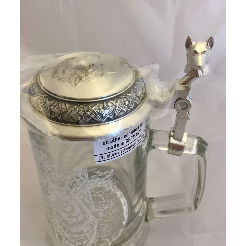 GLASS TIMBER WOLF GLASS BEER STEIN Designed by JAMES MEGER