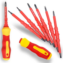 Insulated Electrician Screwdriver Set, 7 in 1 Insulated Screwdriver Set Tool Kit Chrome Vanadium Steel Screwdrivers,Electrician Dual Head Removable 7 Pcs CR-V Magnetic insulated Screwdriver Set tools