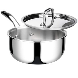 duxtop Duxtop Whole-Clad Tri-Ply Stainless Steel Saucepan with Lid, 3 Quart, Kitchen Induction Cookware