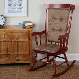 Klear Vu Embrace Rocking Chair Cushions for Living Room, Nursery, or Home Office, Tufted and Non-Slip Pads, 2 Piece Set, Seat 16"x15" and Seat Back 24"x17", Chocolate