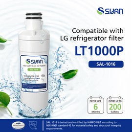 SUAN LG compatible filter, LT1000P, LT1000, LT1000PC, MDJ64844601, 1PACK ADQ74793501, ADQ74793502, LMXS28626S, LMXS30796S, Refrigerator Water Filter, Model: SAL1016